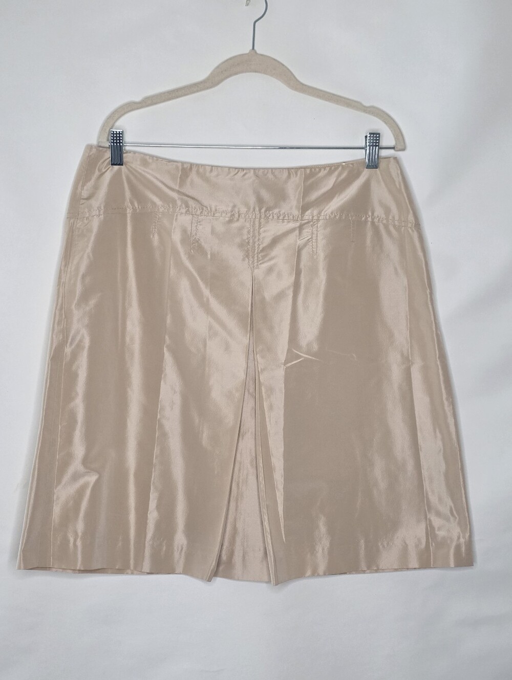 J. Crew SILK A-line Skirt Size 14 Satiny Lined Side Zip Kick Pleat Office Preppy